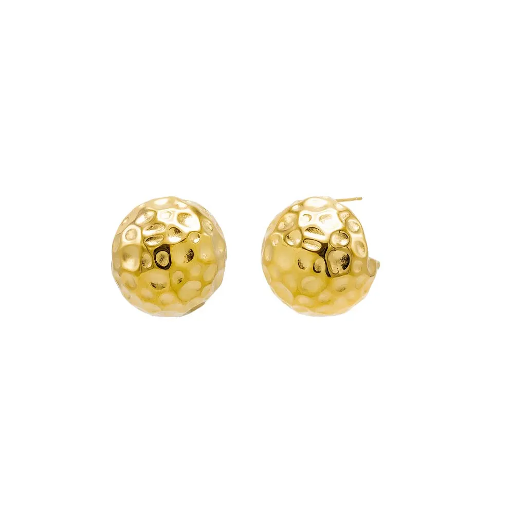 Indented Puffy Button Stud Earring