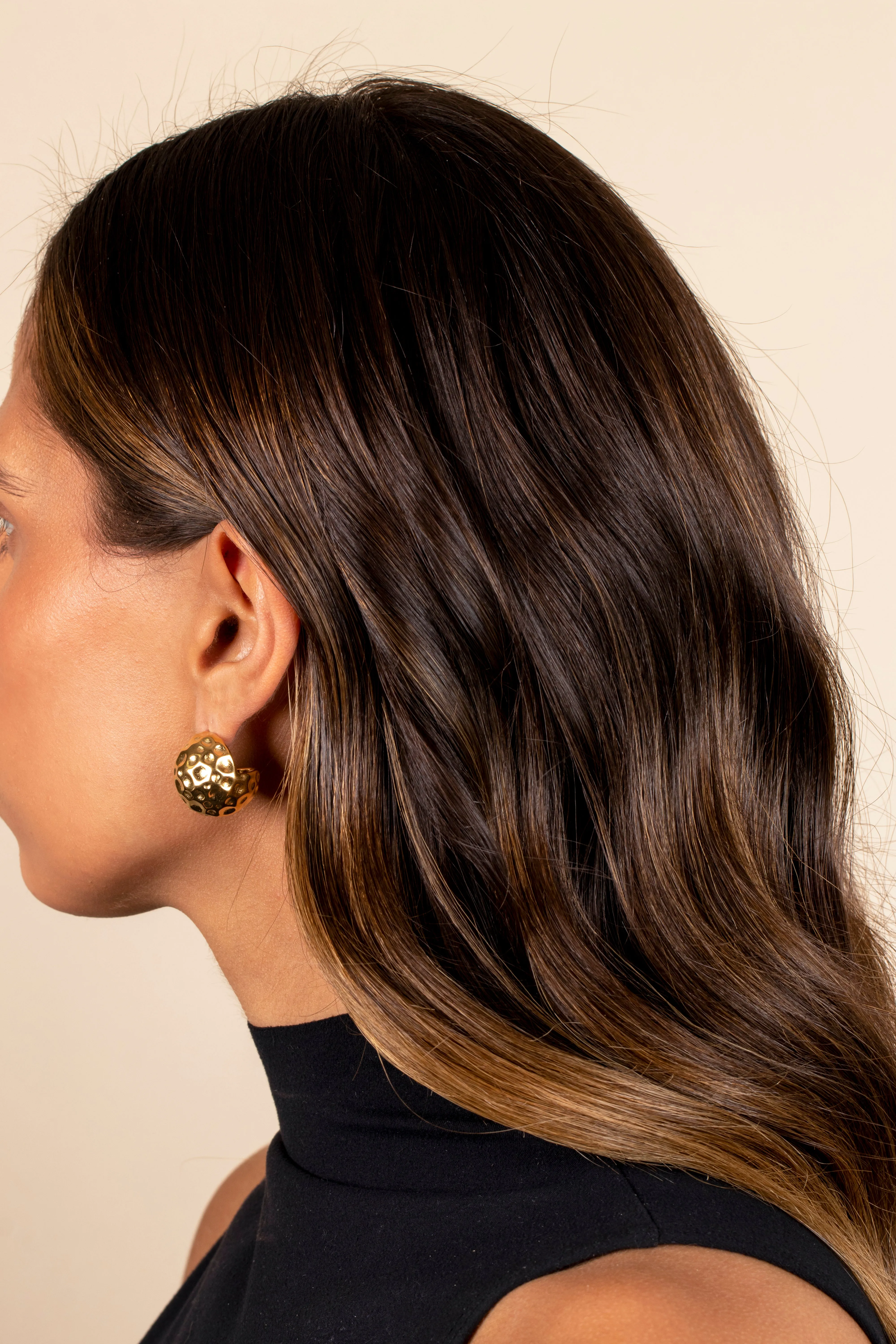 Indented Puffy Button Stud Earring