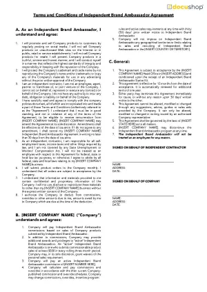 Independent Brand Ambassador Agreement Template