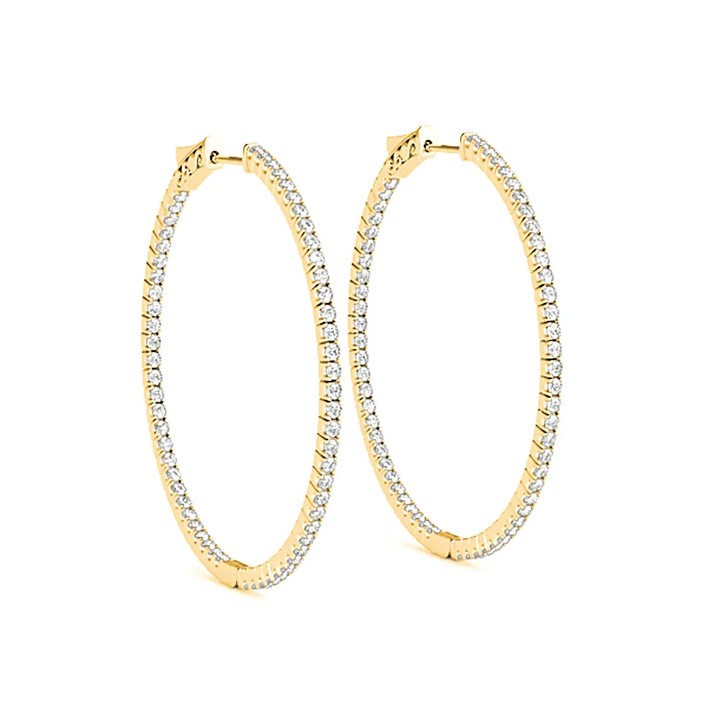 Inside-Out 1.25 ctw Diamond Hoop Earrings "U" Prong Set