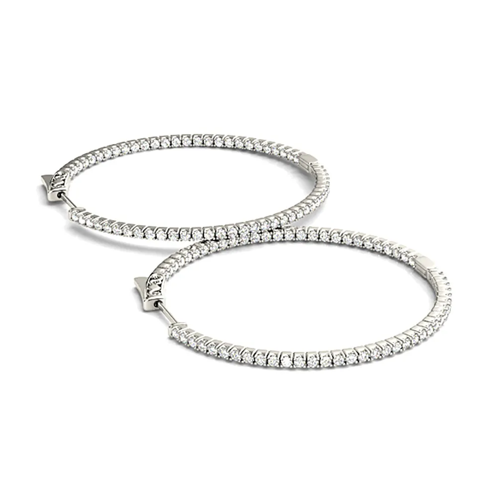 Inside-Out 1.25 ctw Diamond Hoop Earrings "U" Prong Set