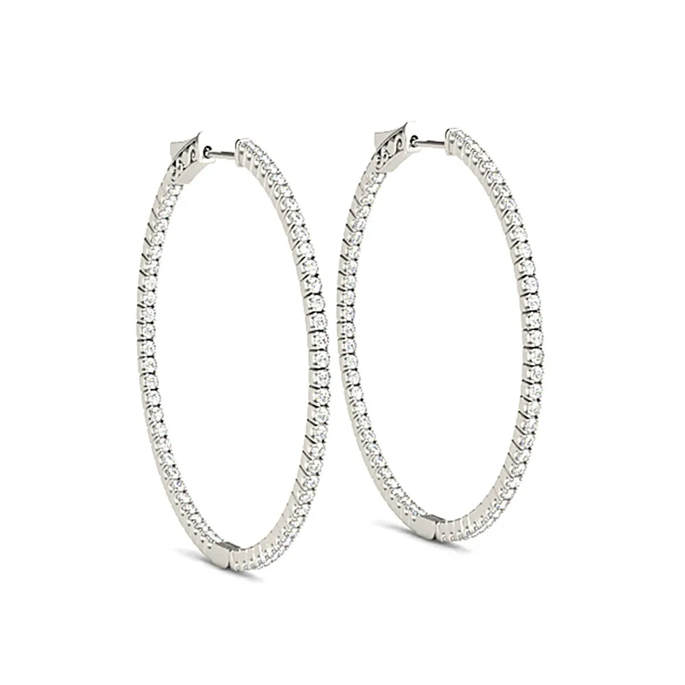 Inside-Out 1.25 ctw Diamond Hoop Earrings "U" Prong Set