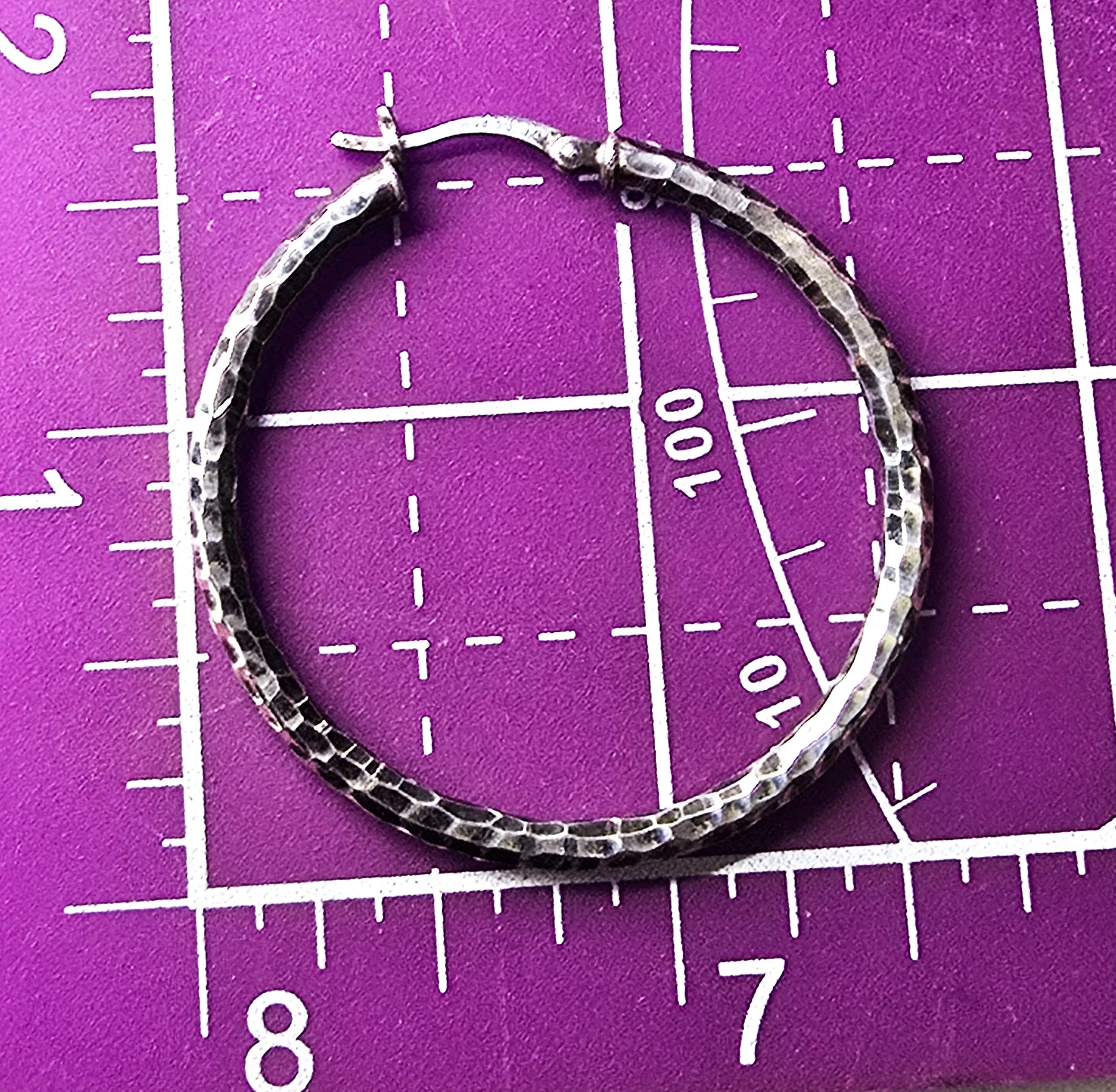 Jacmel Mauritius JCM sterling silver diamond etched vintage large hoop earrings