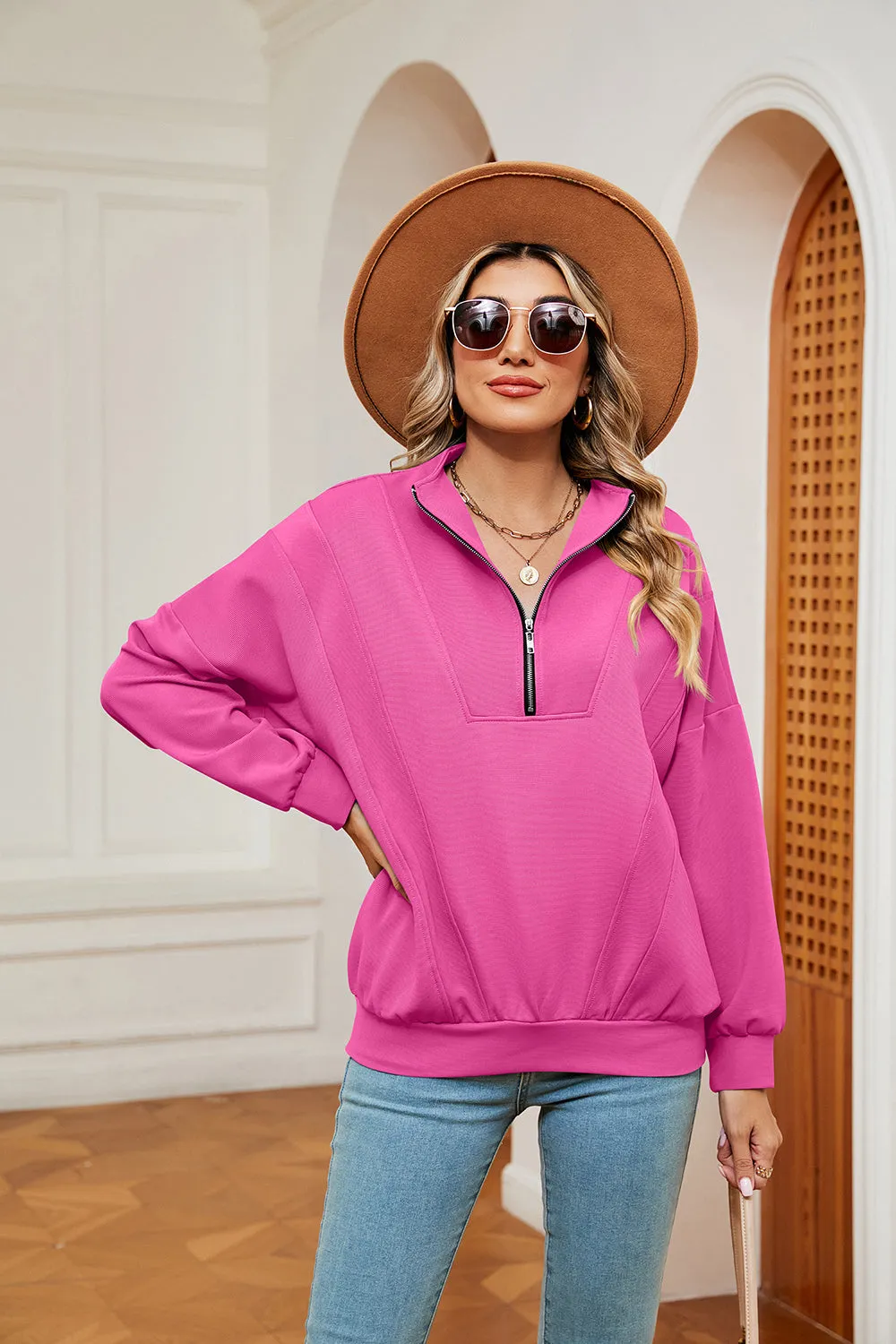 Jill Half-Zip Dropped Shoulder Sweatshirt