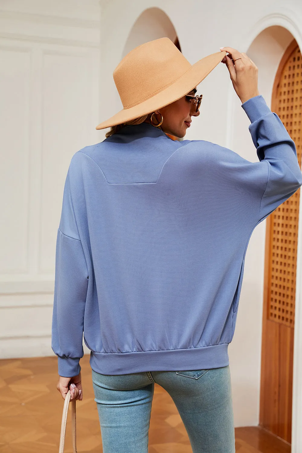Jill Half-Zip Dropped Shoulder Sweatshirt
