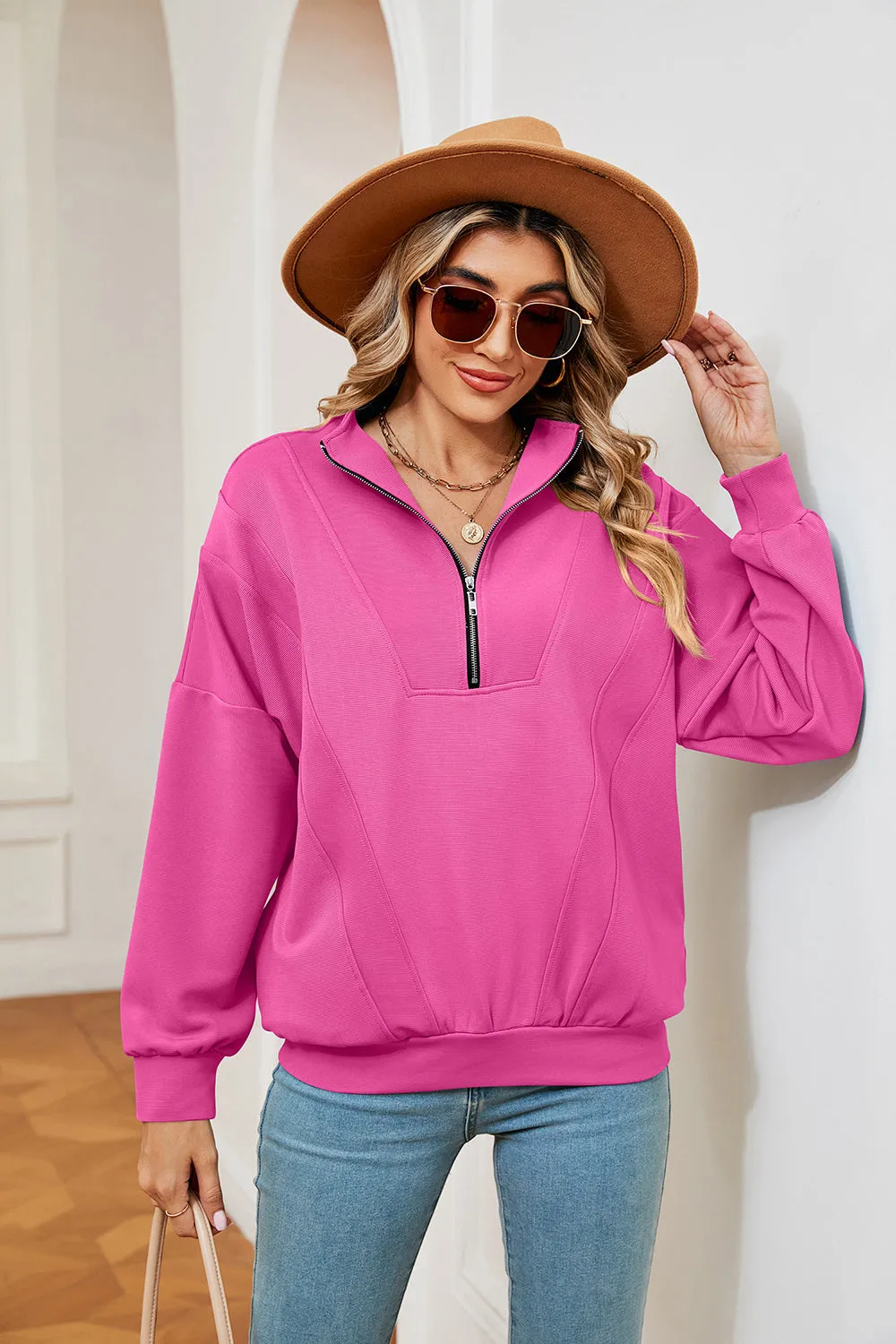 Jill Half-Zip Dropped Shoulder Sweatshirt