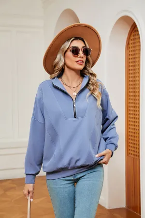 Jill Half-Zip Dropped Shoulder Sweatshirt
