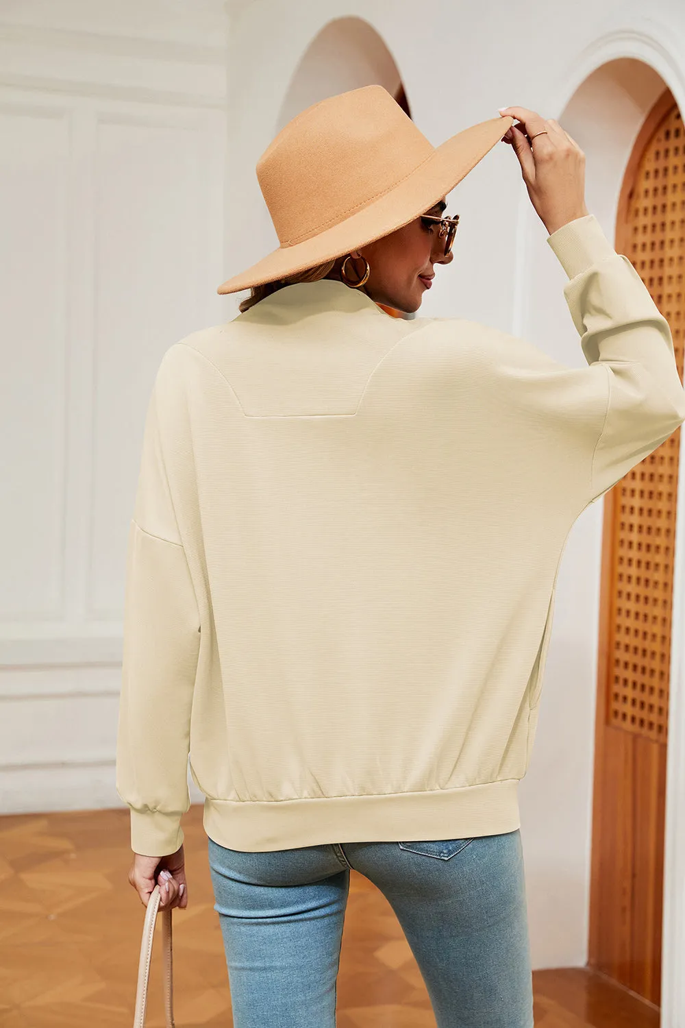 Jill Half-Zip Dropped Shoulder Sweatshirt