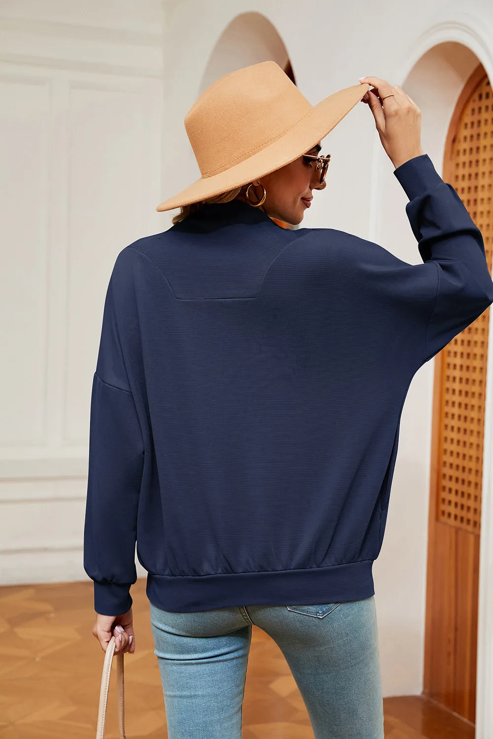 Jill Half-Zip Dropped Shoulder Sweatshirt