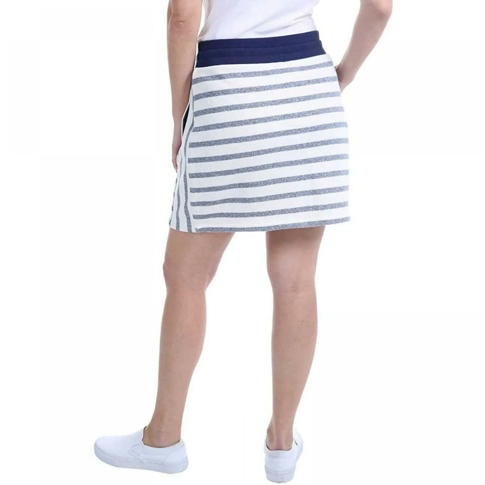 Jones New York Women's French Terry Skort White / Indigo Stripe Large