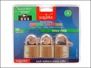 Keyed Alike Padlocks - 3 Pack (SQUIRE)