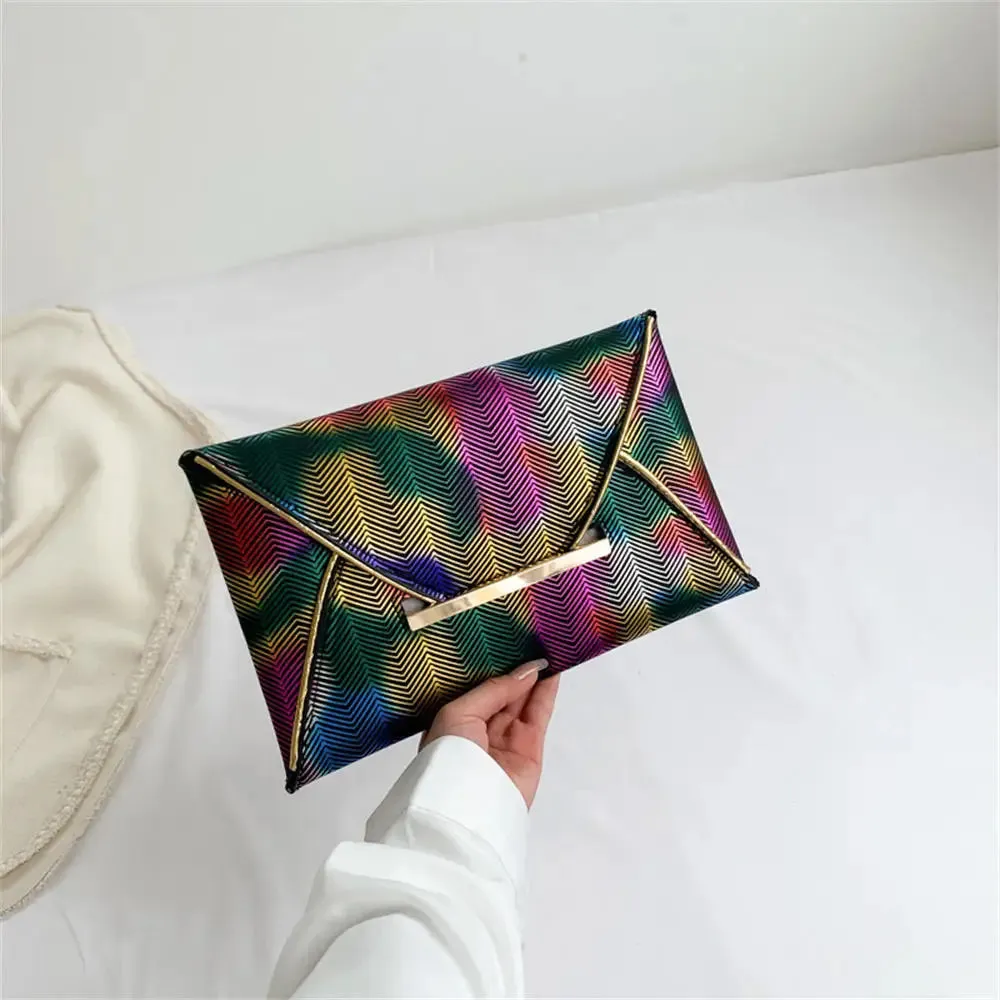 Ladies Glitter Silver Clutch Bag Envelope Evening Bag Fashion Elegant Long Purse Women Chain Shoulder Bags Wedding Party Handbag
