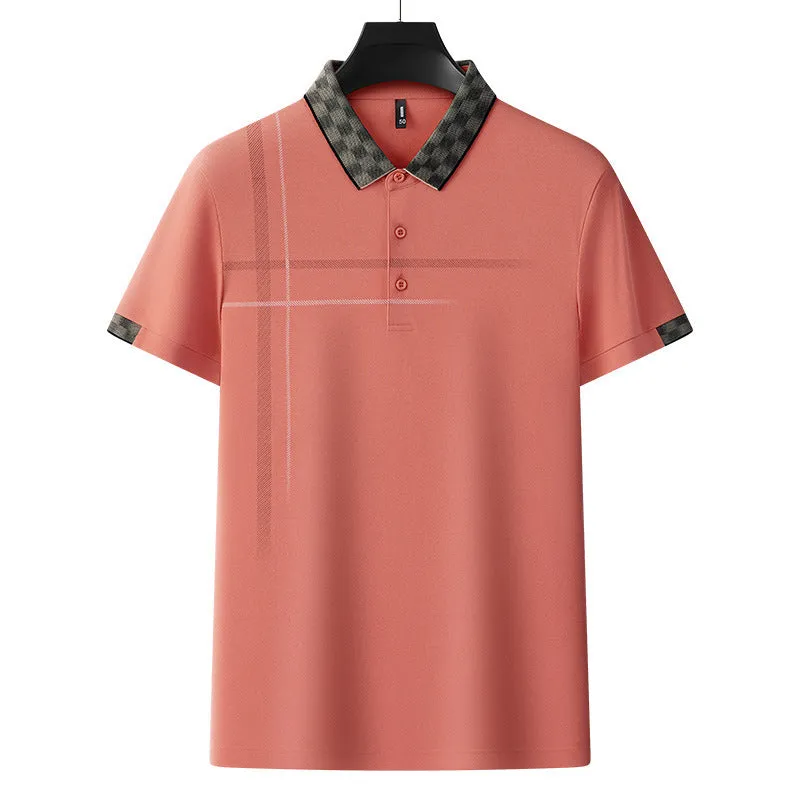 Lapel Embroidery Short Sleeve Casual Men's Business Polo Shirt
