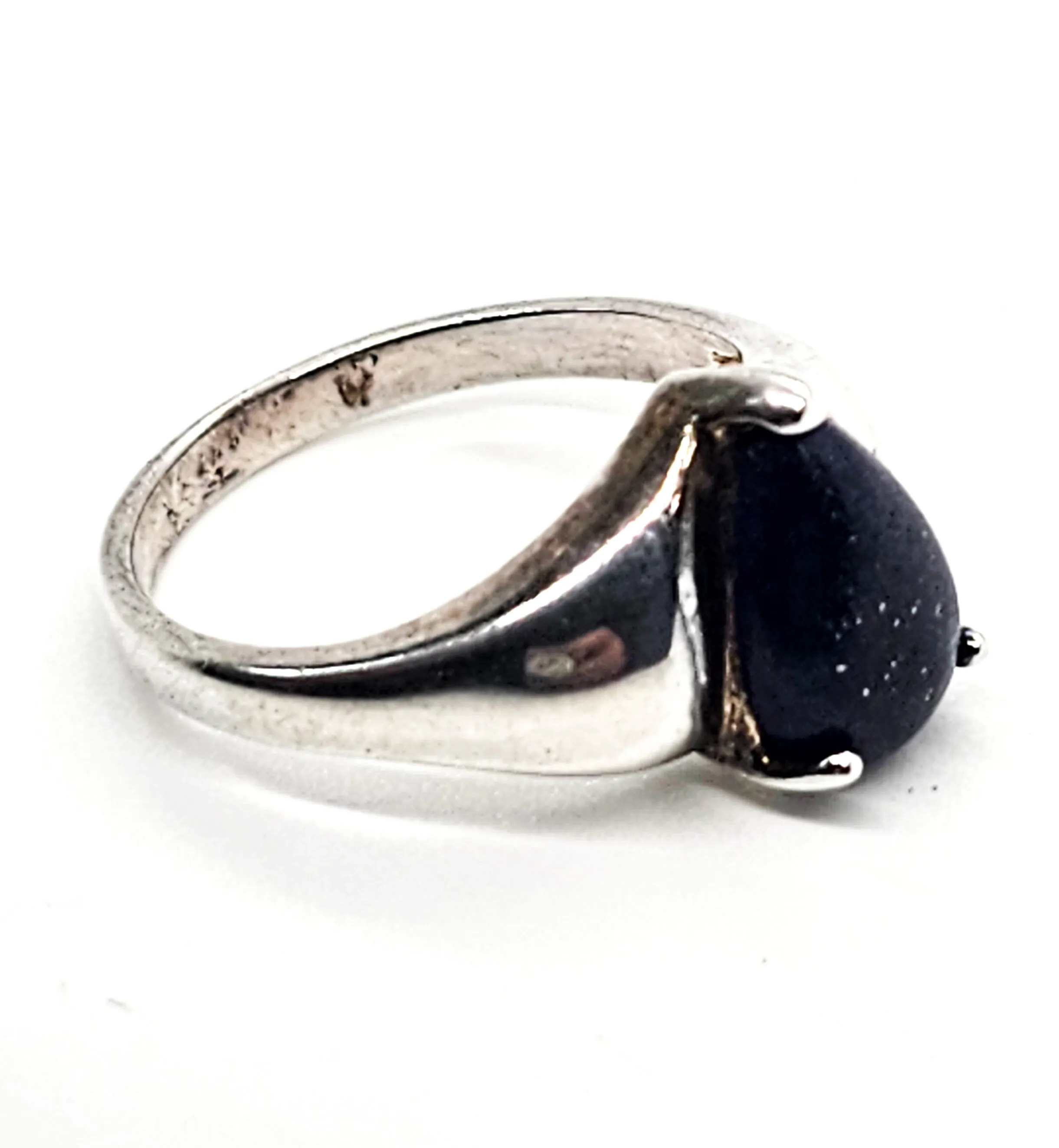 Lapis Lazuli blue pear cut gemstone sterling silver ring size 9