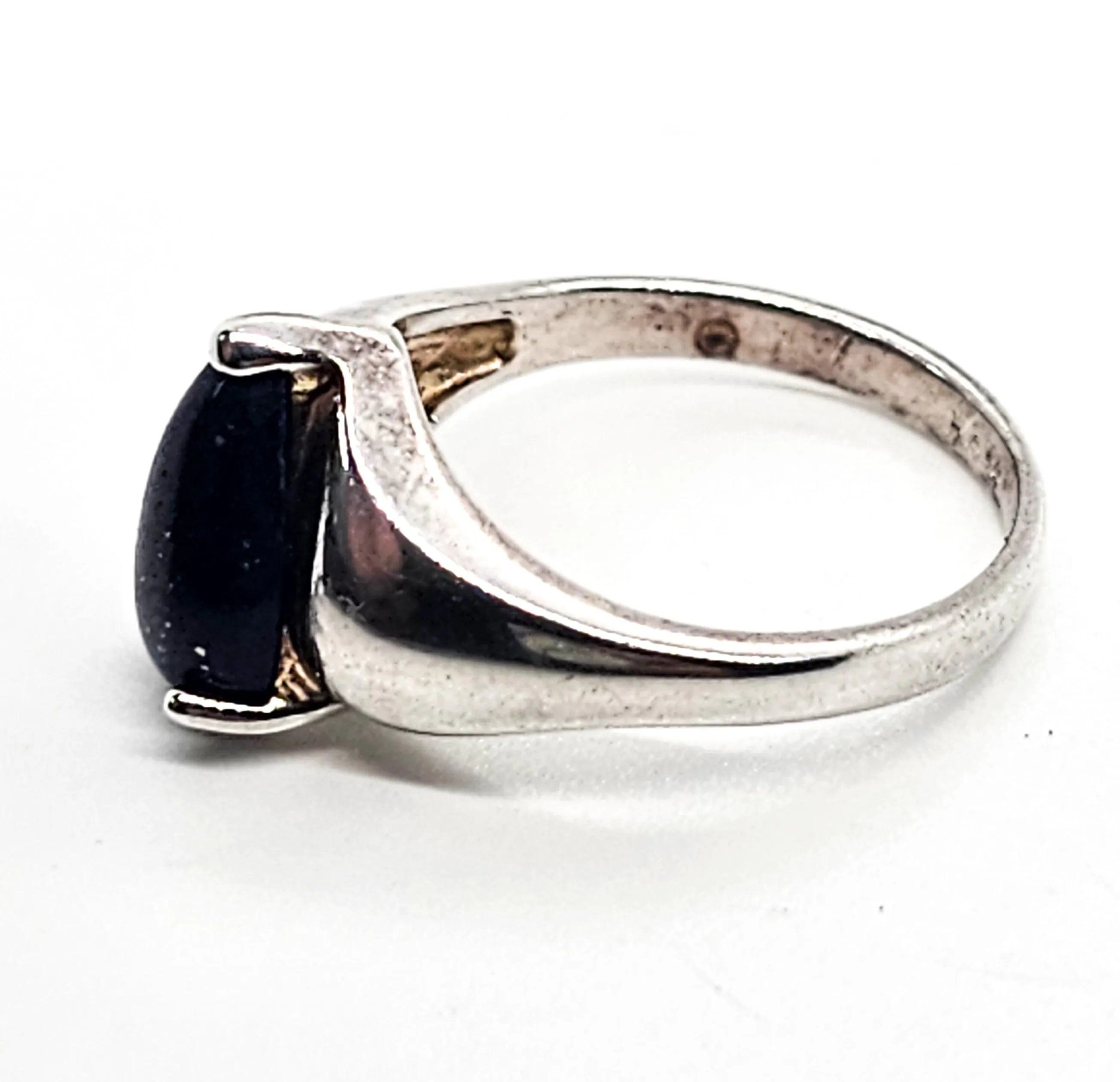 Lapis Lazuli blue pear cut gemstone sterling silver ring size 9