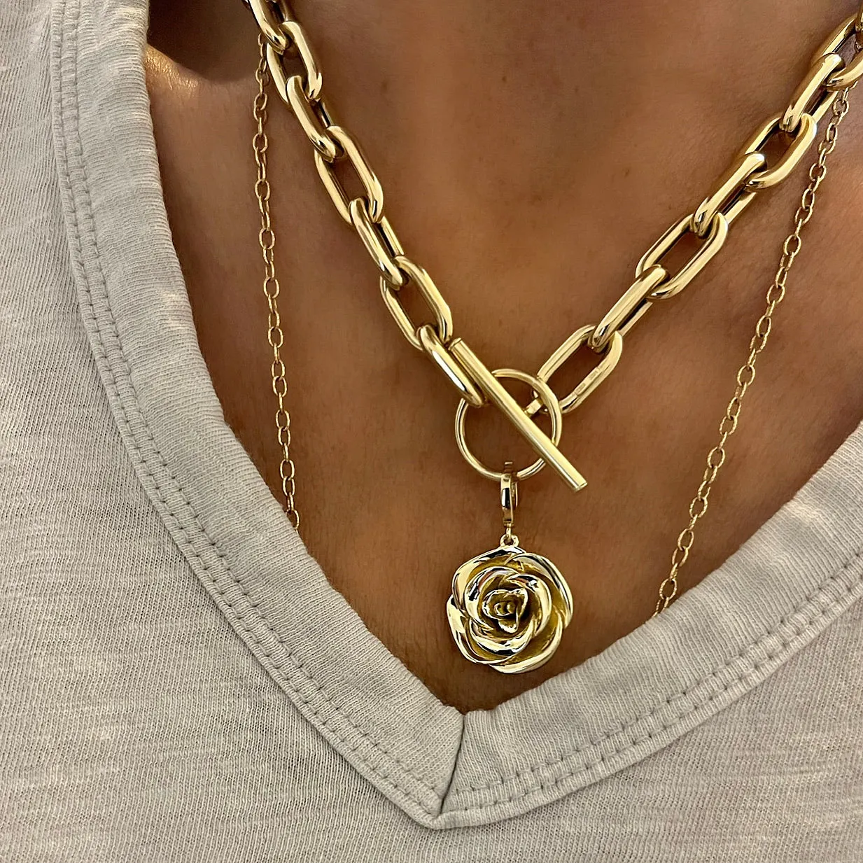 Large Open Link Lariat Necklace