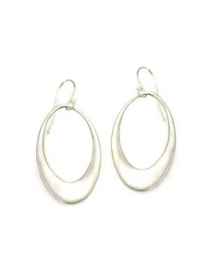 Large Open Oval Silver Earrings