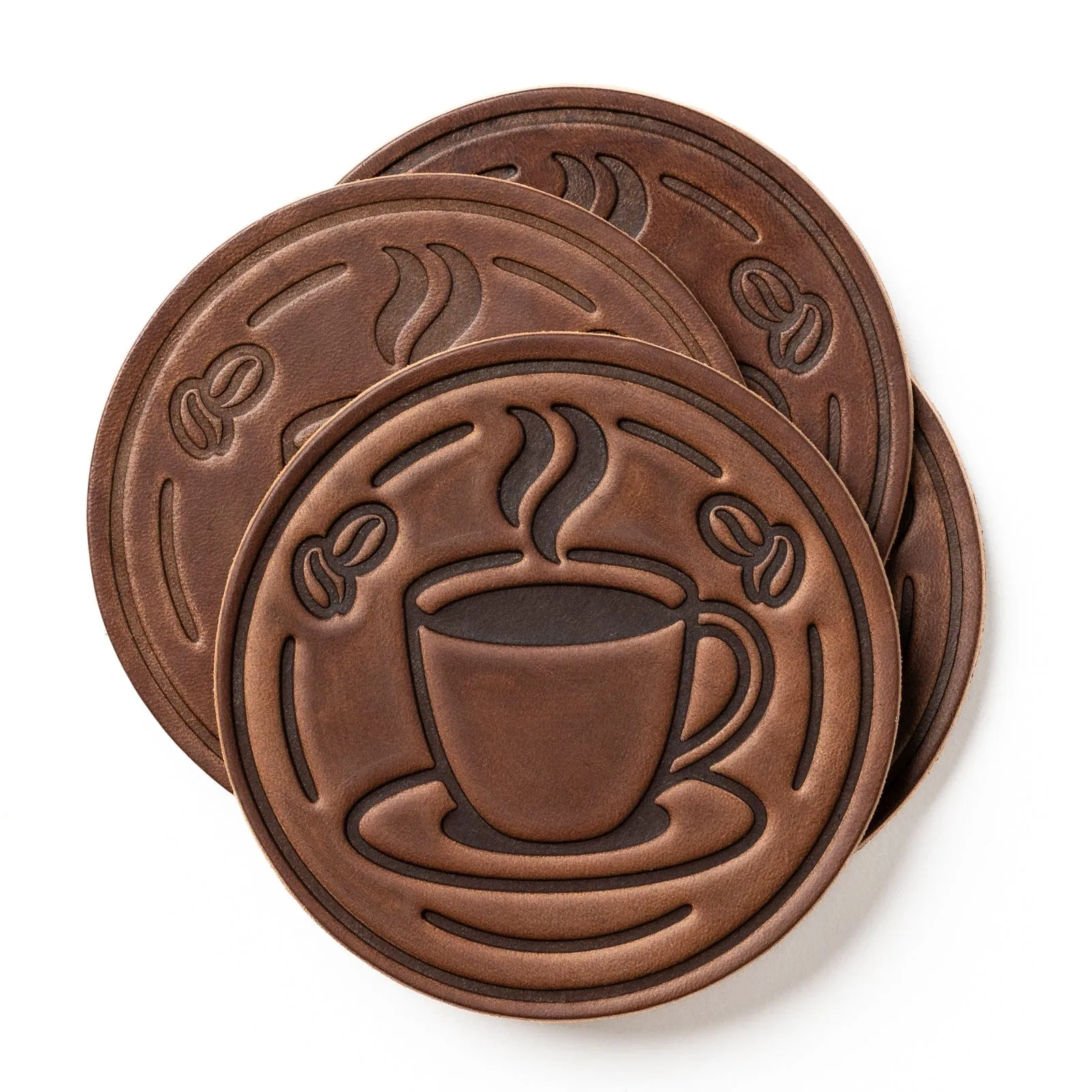 Leather Coasters 4 Pack - Coffee