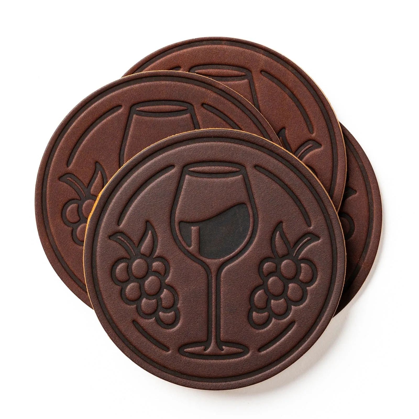 Leather Coasters 4 Pack - Merlot