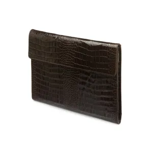 Leather Envelope Folder - Brown Croc-Effect