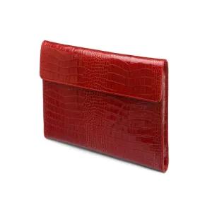 Leather Envelope Folder - Red Croc-Effect