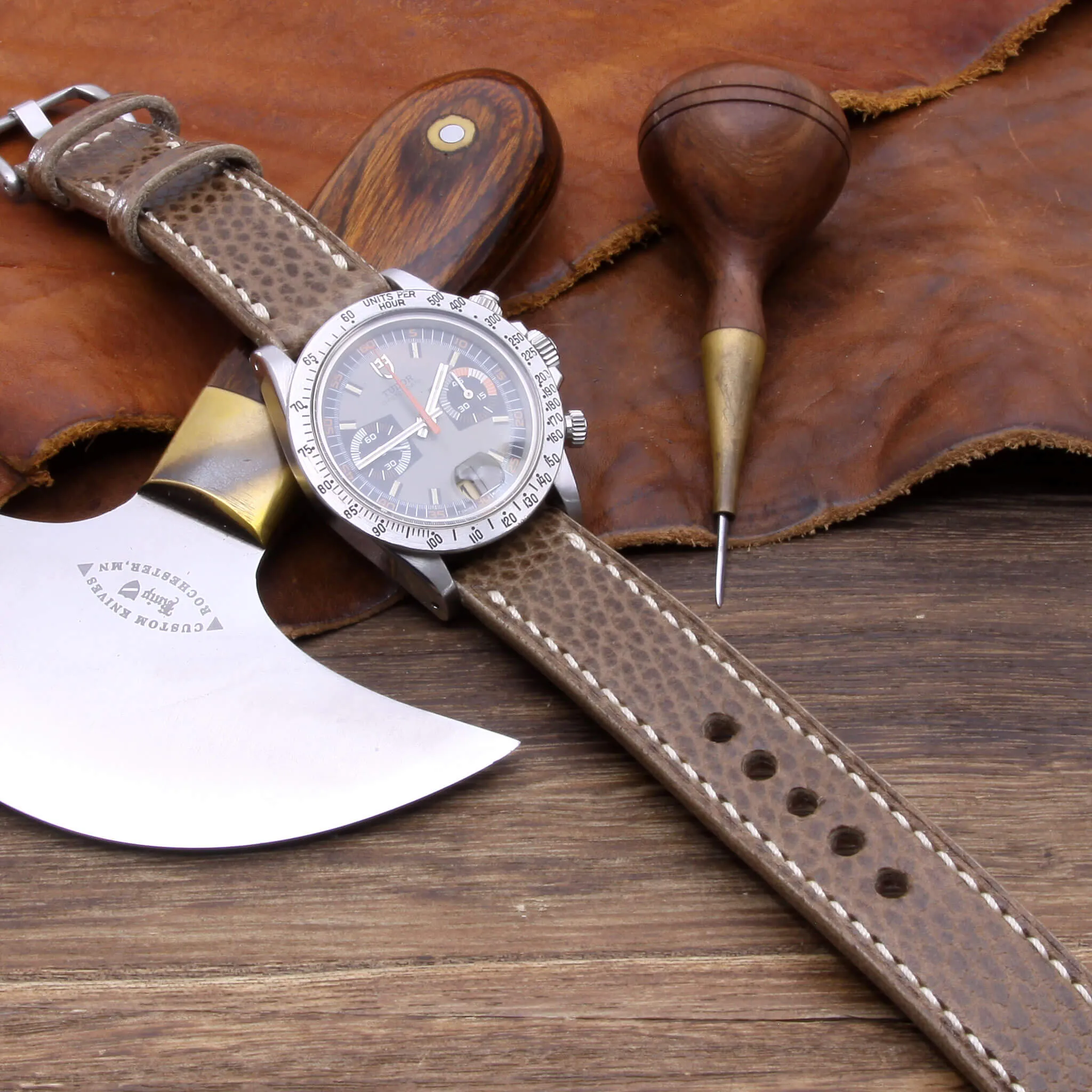 Leather Watch Strap, Buttero Taupe| Full Stitch