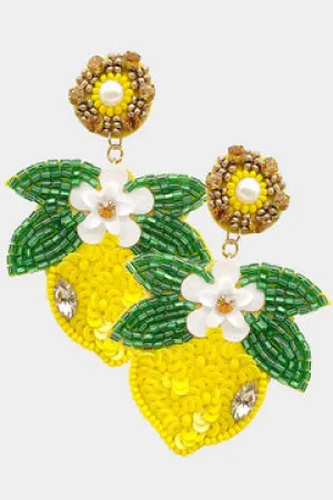 Lemon Squeeze Seed Bead Dangle Earring