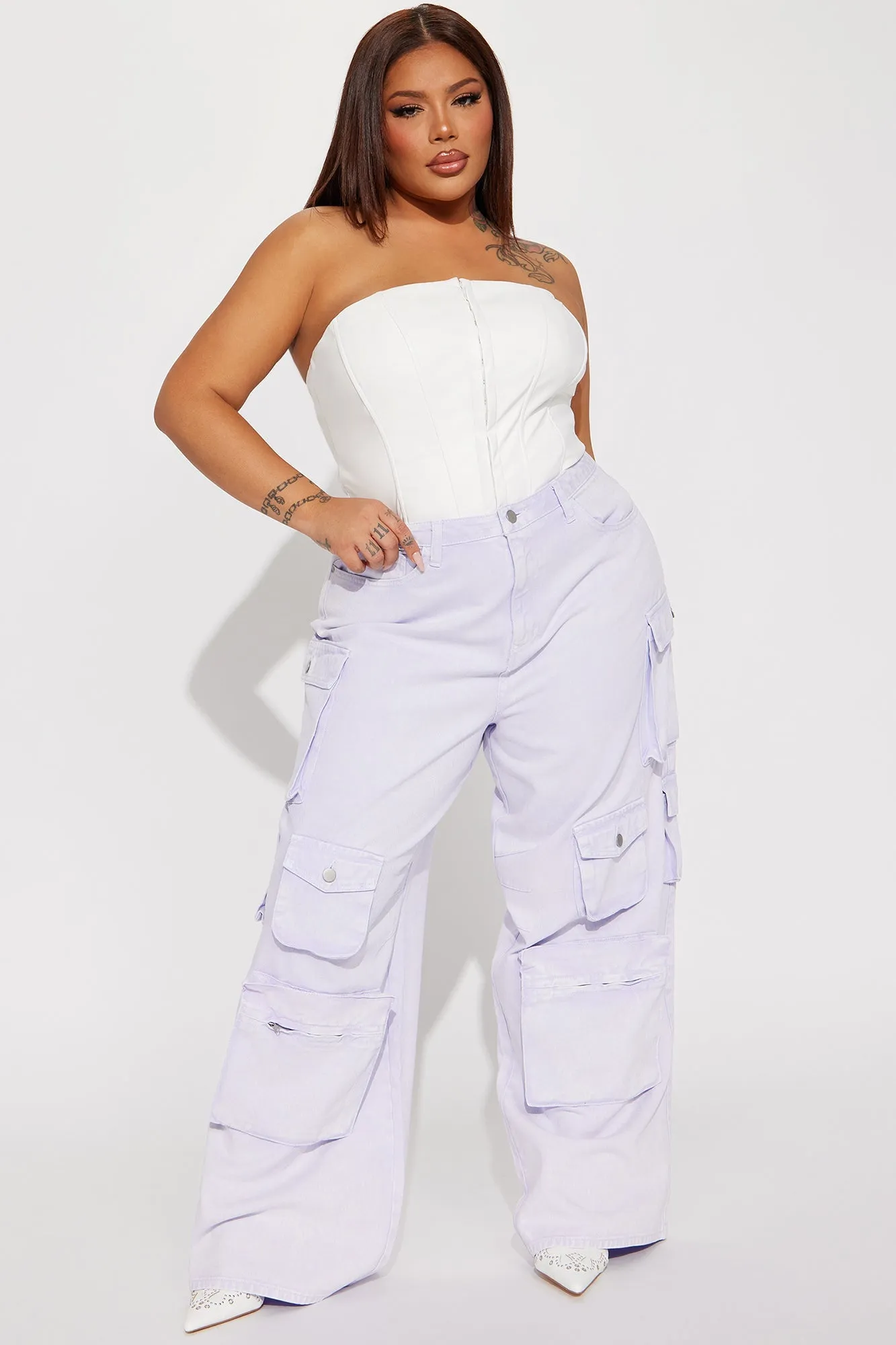 Lily High Rise Cargo Jeans - Green