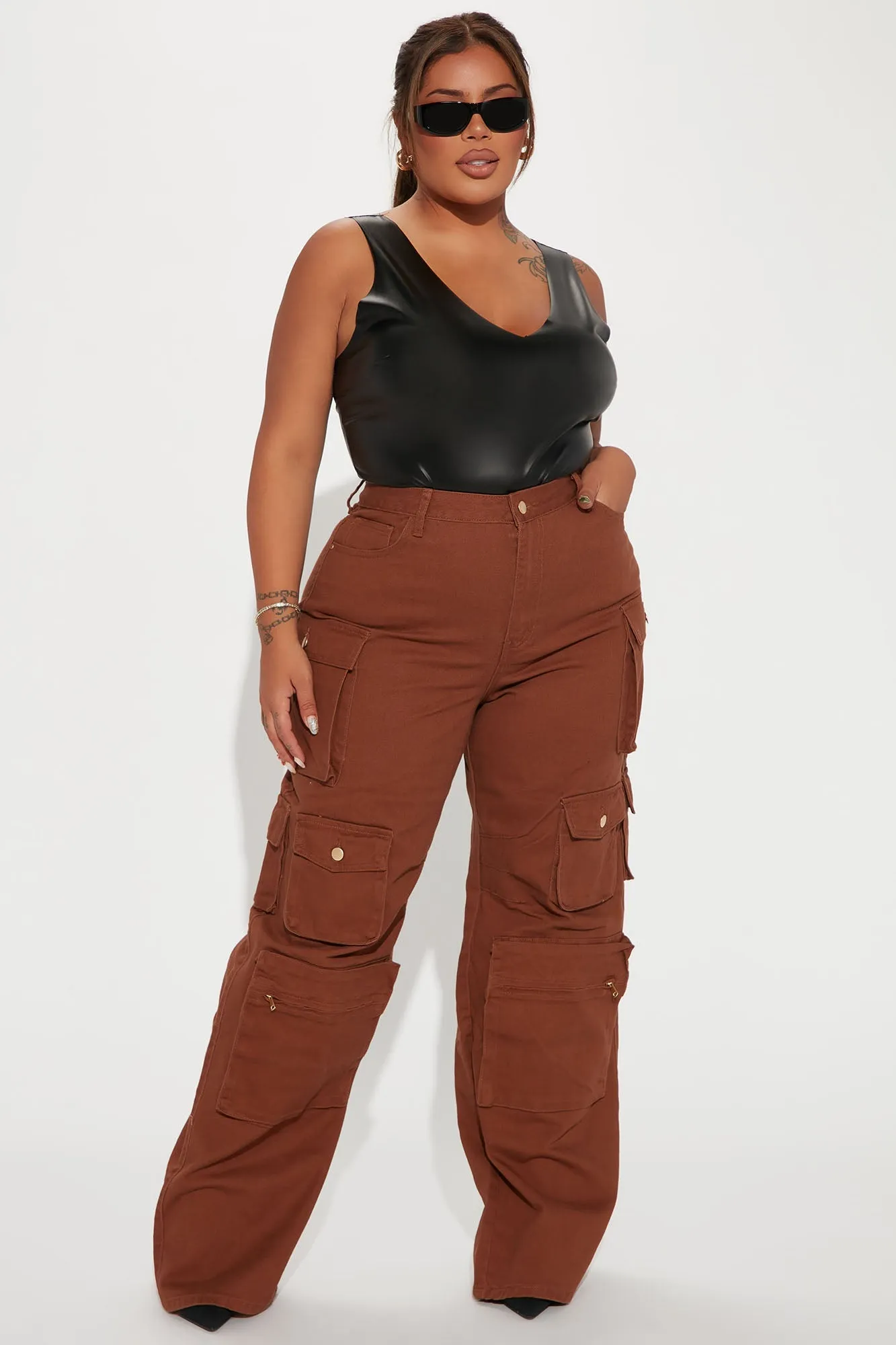 Lily High Rise Cargo Jeans - Green