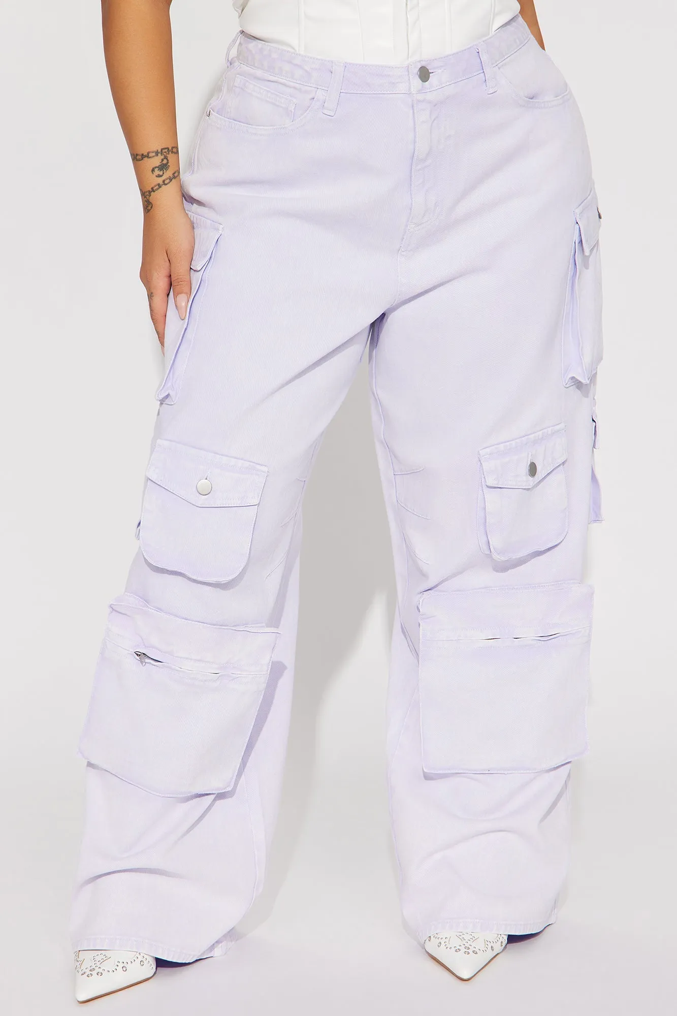 Lily High Rise Cargo Jeans - Green
