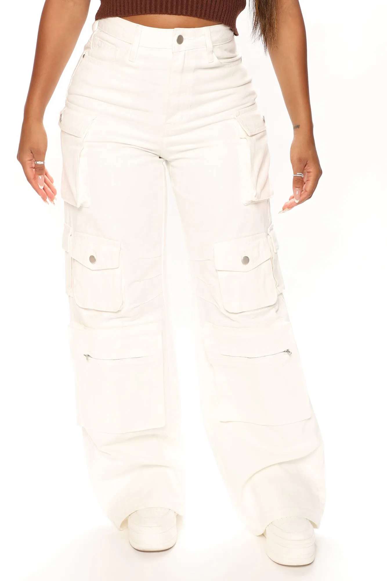 Lily High Rise Cargo Jeans - Green