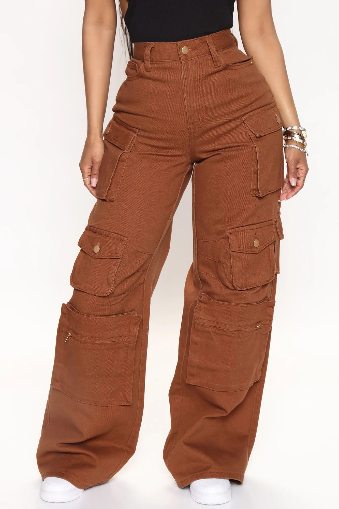 Lily High Rise Cargo Jeans - Green
