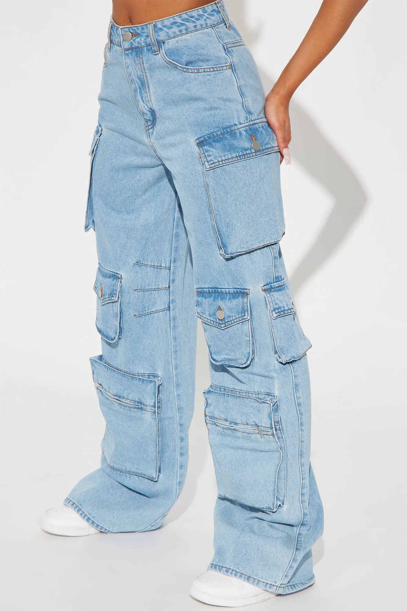 Lily High Rise Cargo Jeans - Green