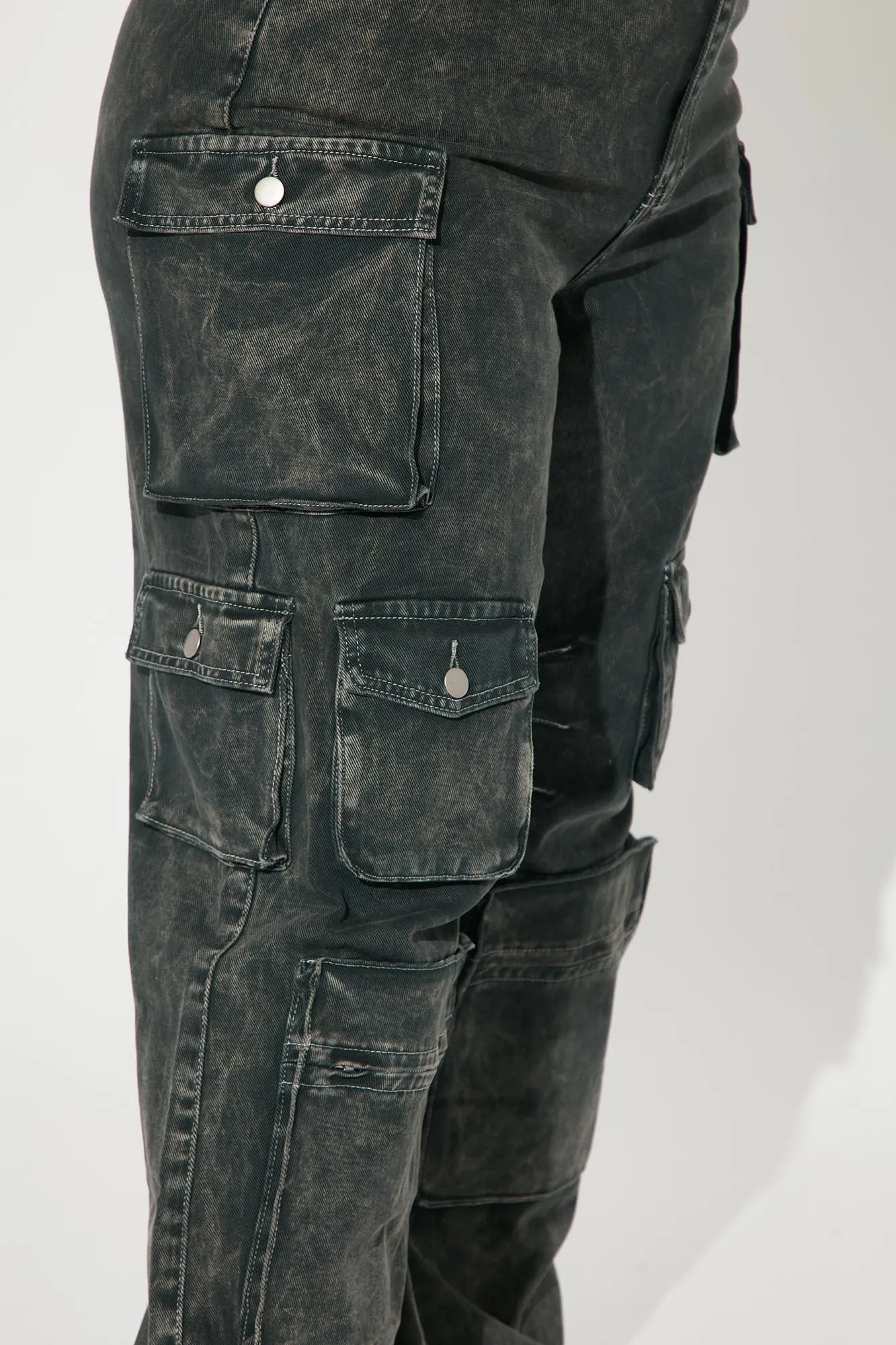 Lily High Rise Cargo Jeans - Green