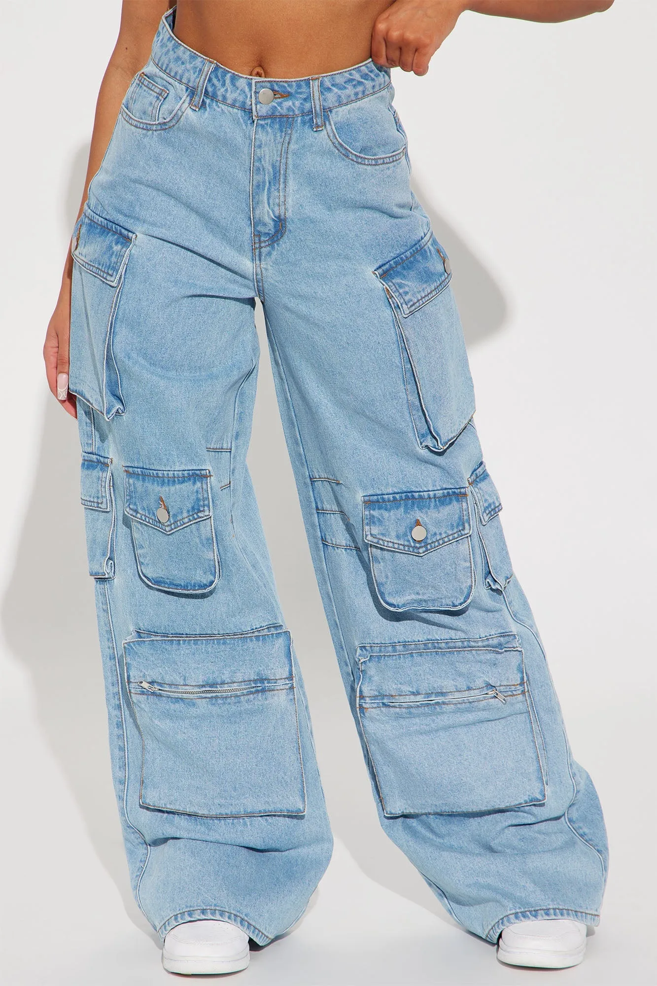 Lily High Rise Cargo Jeans - Green