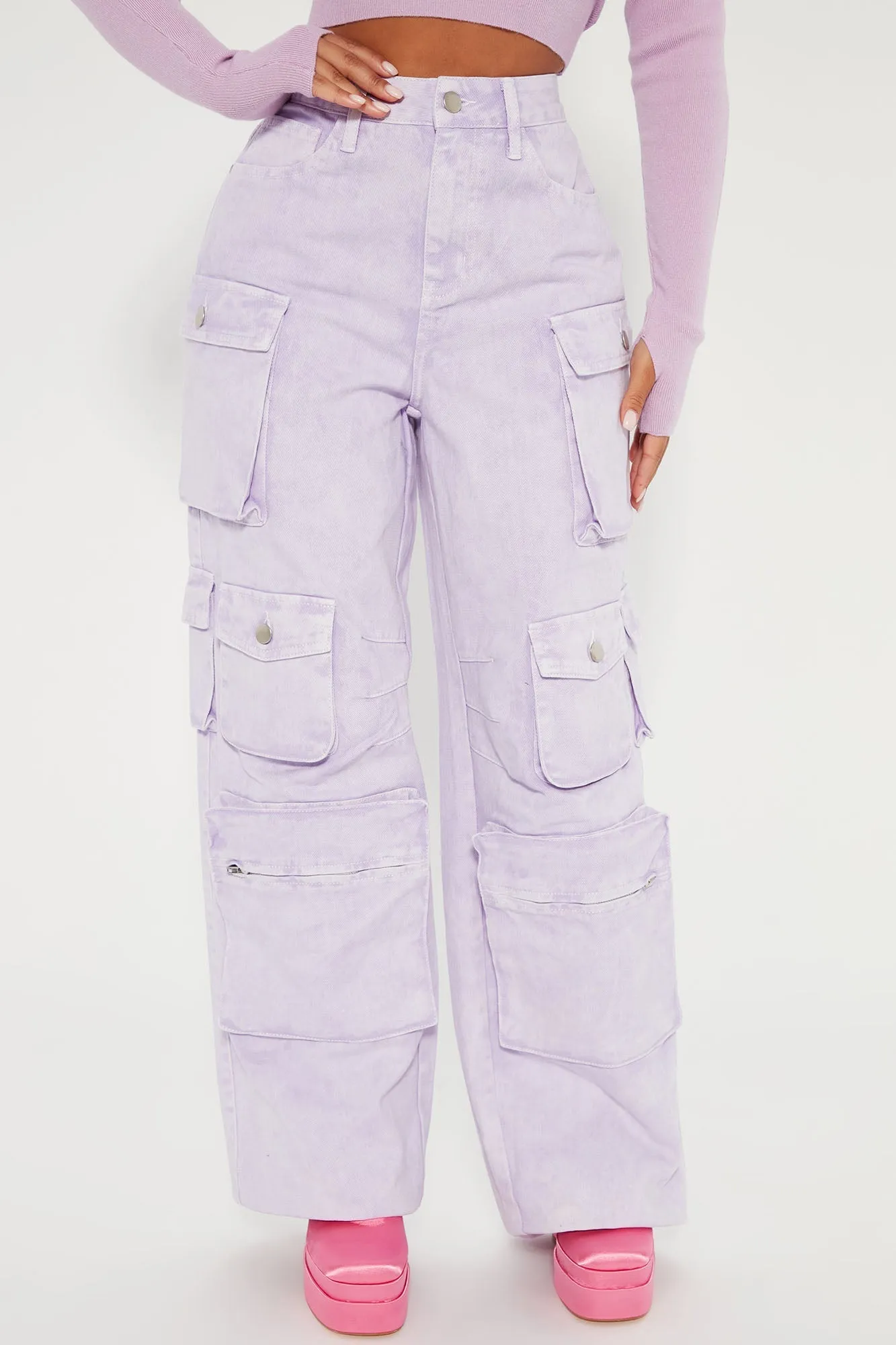 Lily High Rise Cargo Jeans - Green