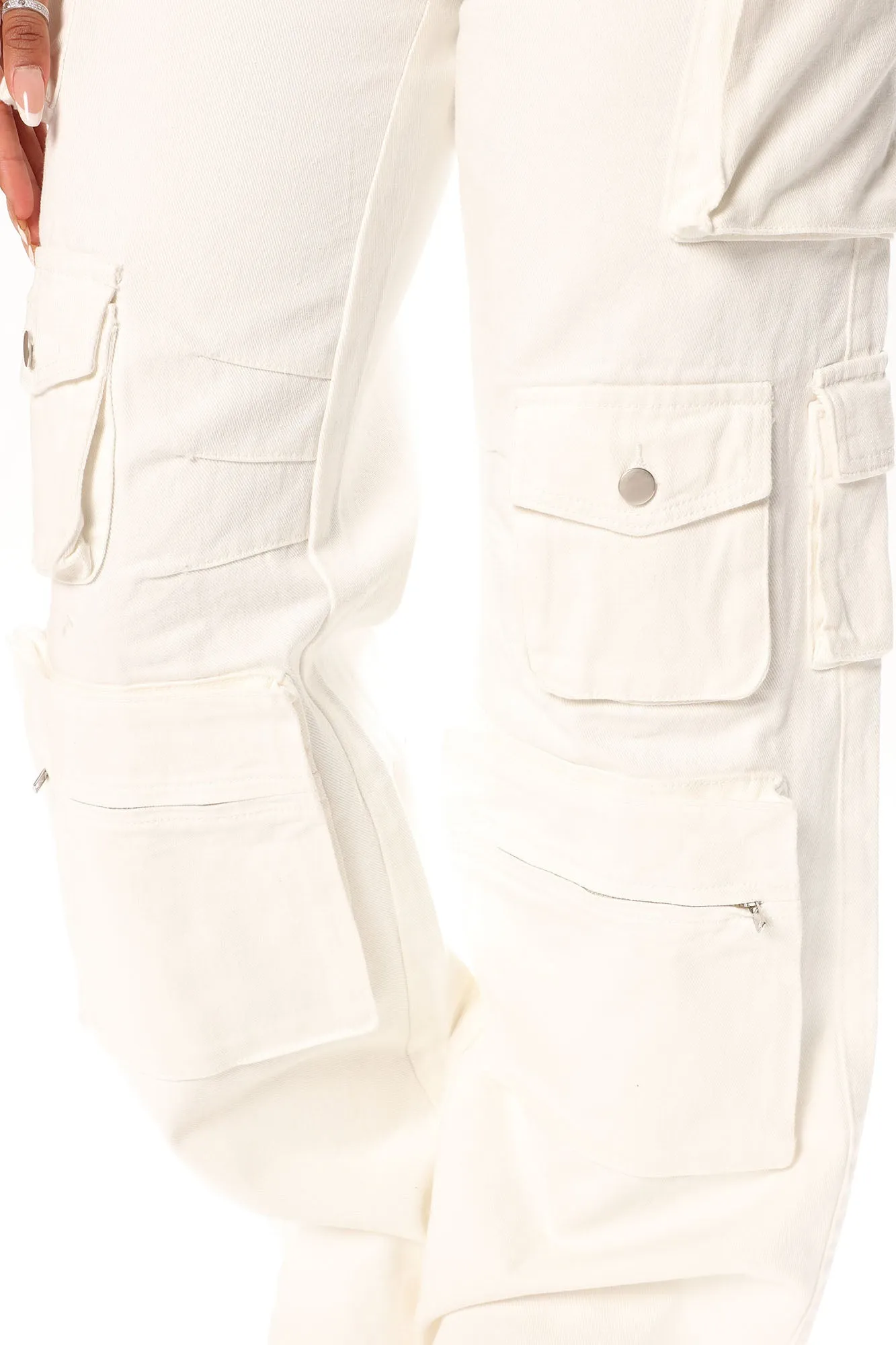 Lily High Rise Cargo Jeans - Green