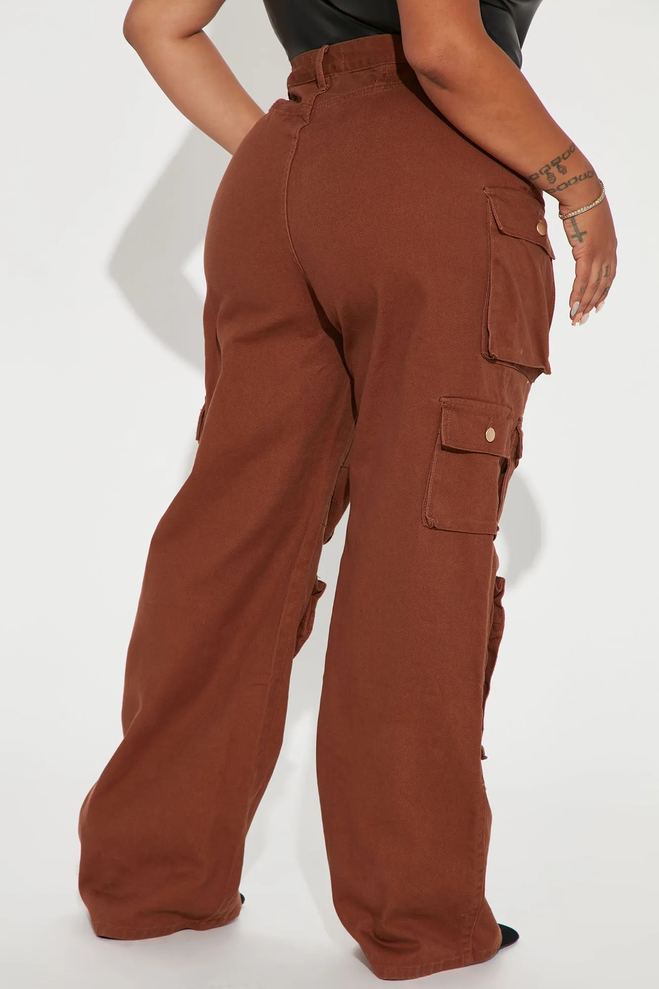 Lily High Rise Cargo Jeans - Green