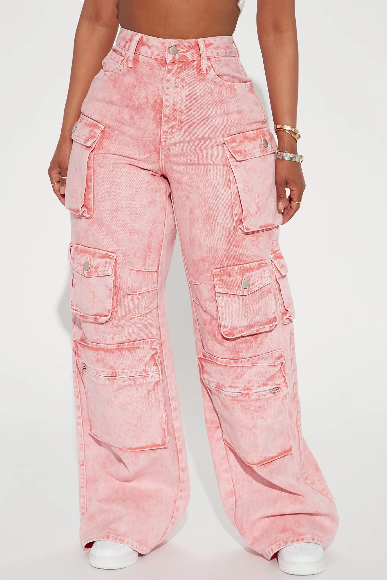 Lily High Rise Cargo Jeans - Green