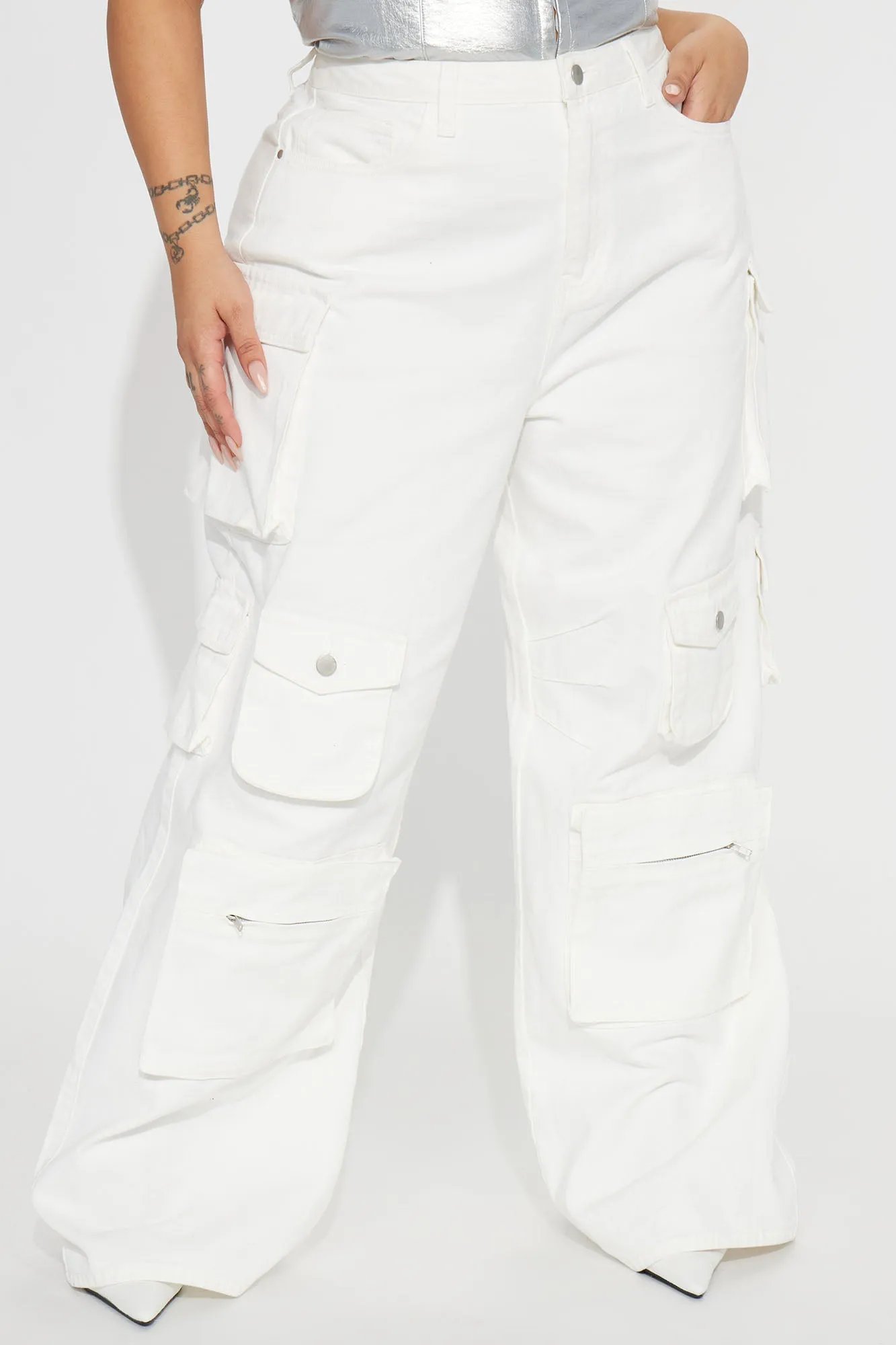 Lily High Rise Cargo Jeans - Green