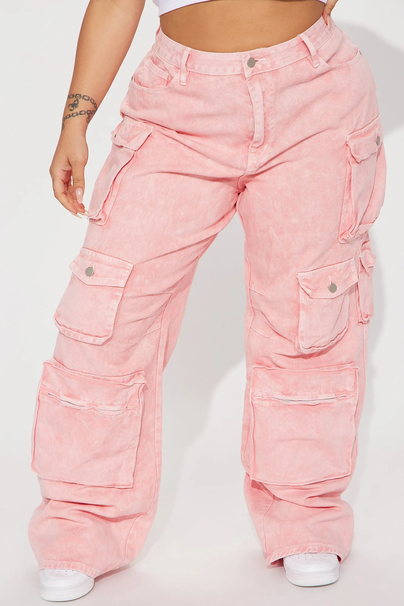 Lily High Rise Cargo Jeans - Green