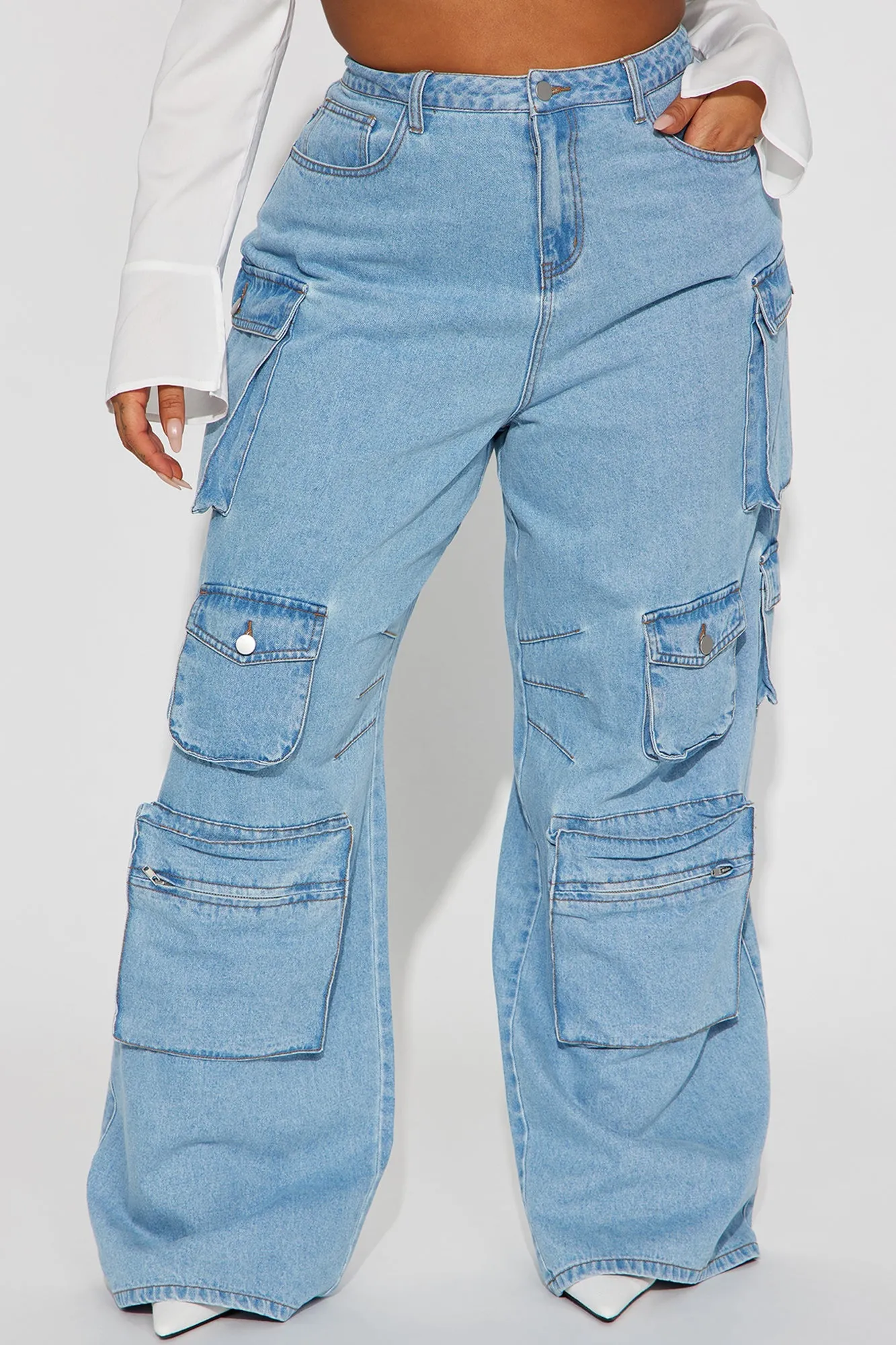 Lily High Rise Cargo Jeans - Green