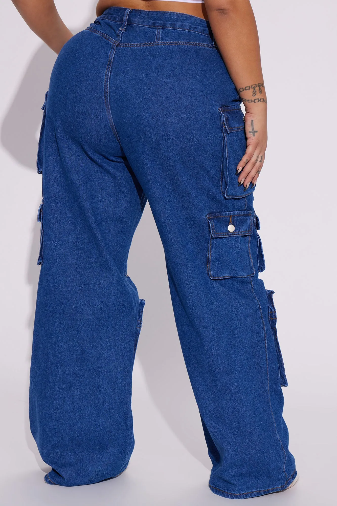 Lily High Rise Cargo Jeans - Green