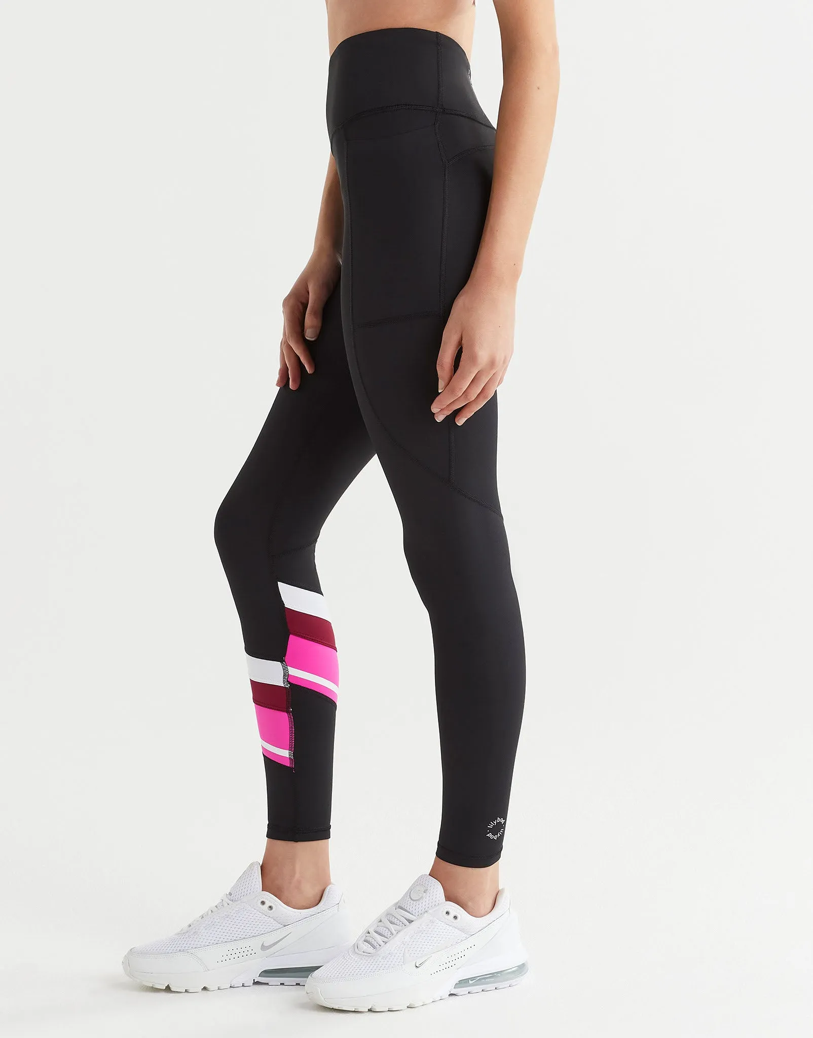 LIMITLESS Full Length Legging - Black/Pink/White