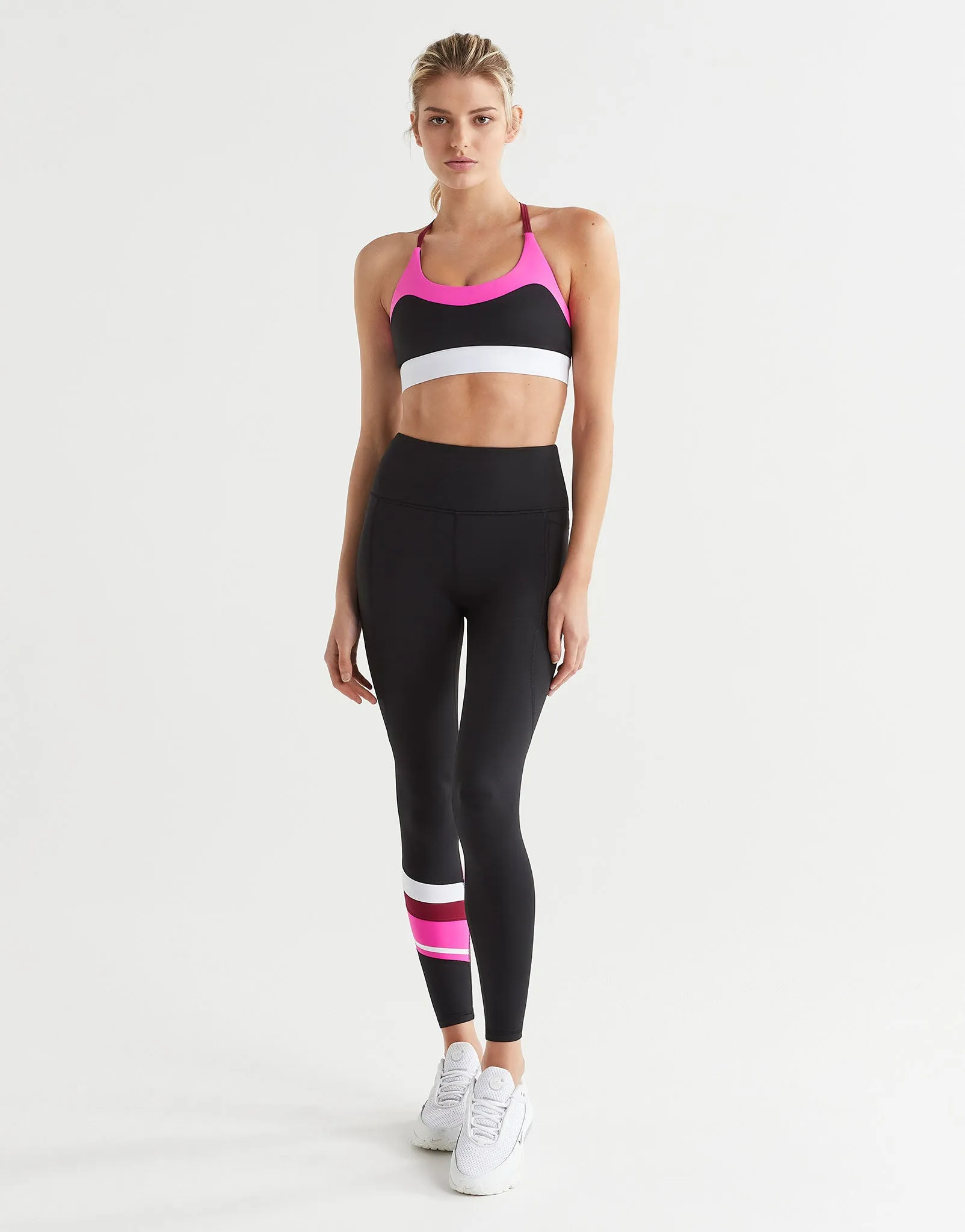 LIMITLESS Full Length Legging - Black/Pink/White