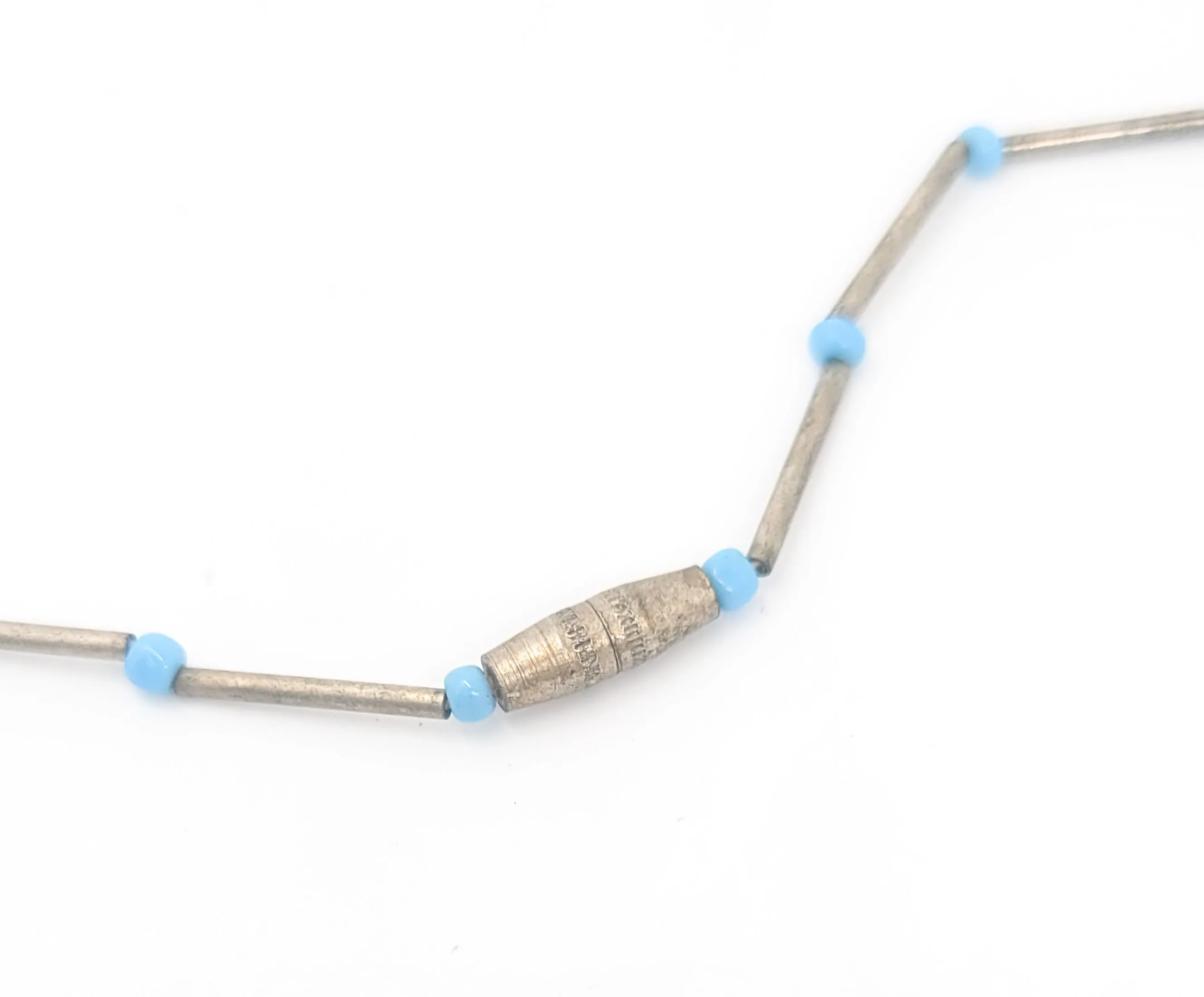 Liquid silver plated vintage beaded Southwestern fetish style necklace