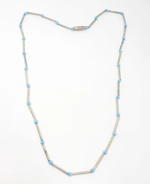 Liquid silver plated vintage beaded Southwestern fetish style necklace