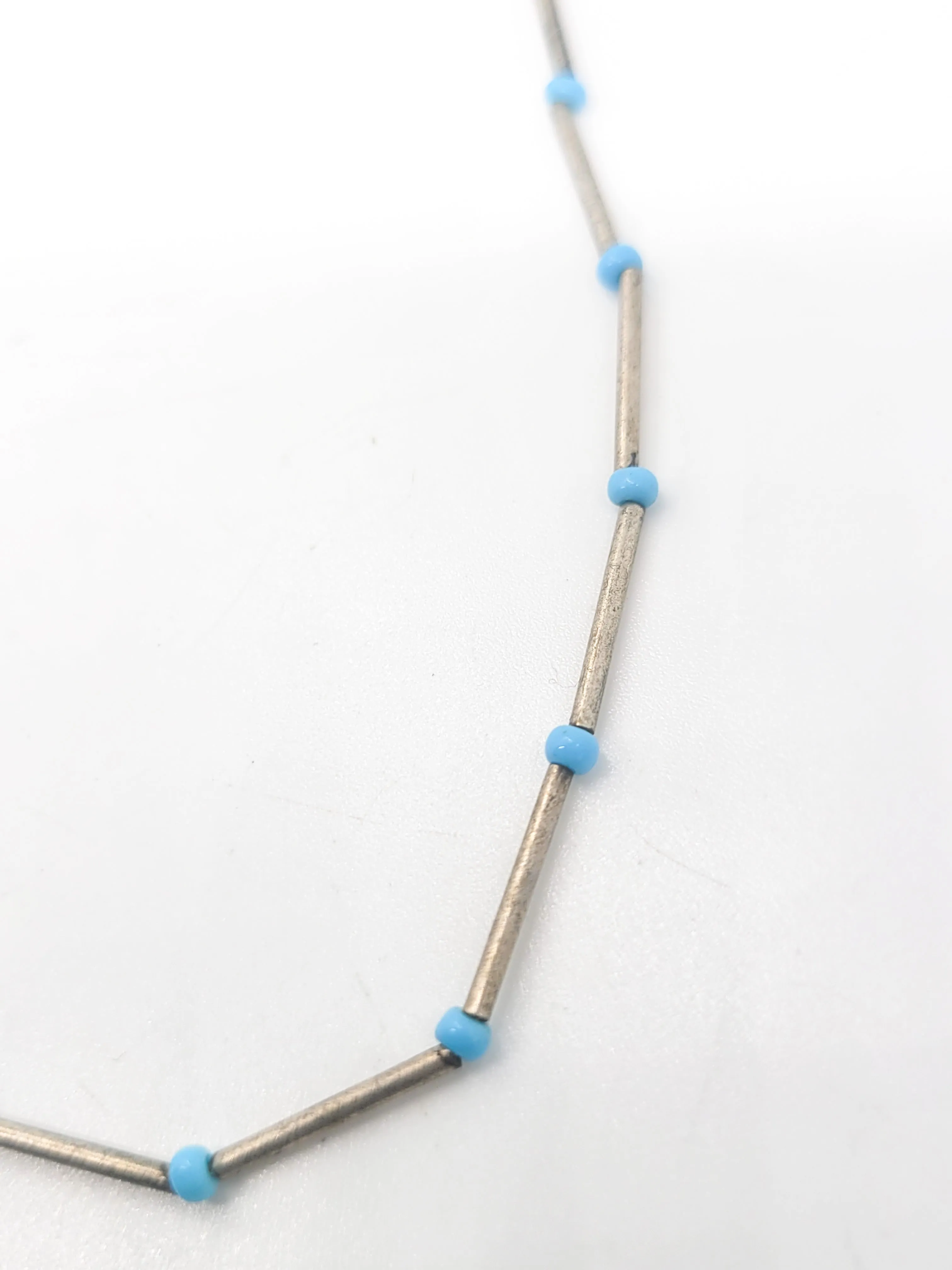 Liquid silver plated vintage beaded Southwestern fetish style necklace