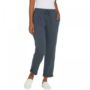 LOGO by Lori Goldstein Women's Cotton Slub Pull-On Pants with Drawstring
