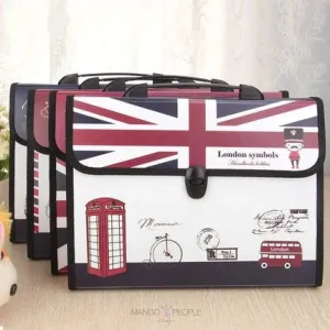 London Themed Professional File Folders for Certificates, Documents Bag, Document Holder